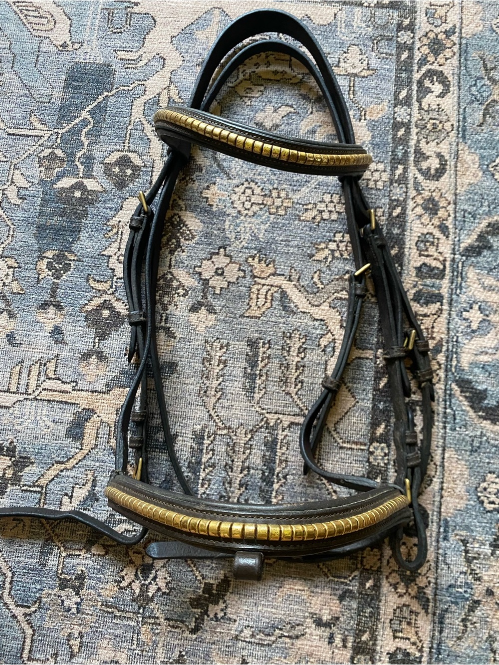 ProTanner Leather Bridle with Gold Accents - dark brown - Picture 2 of 3